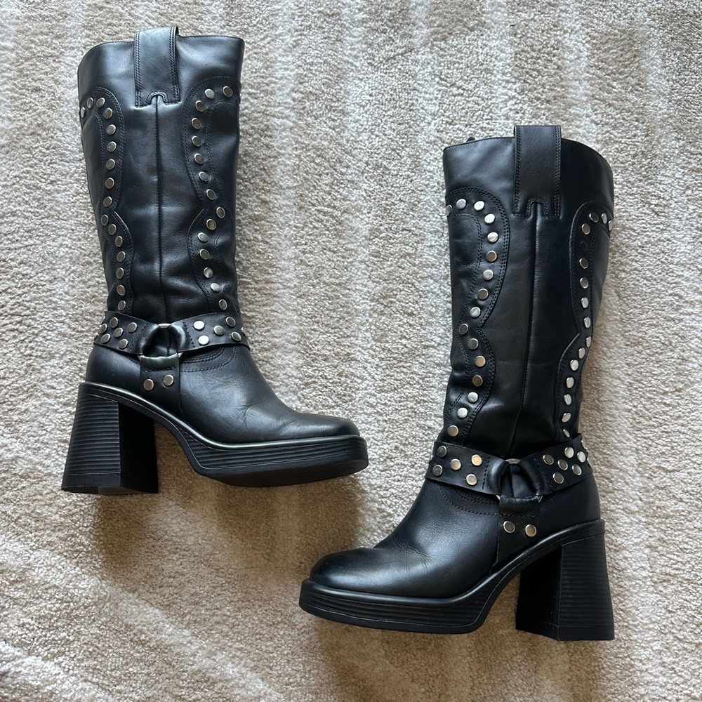 Steve Madden Nalani Black Leather Boots